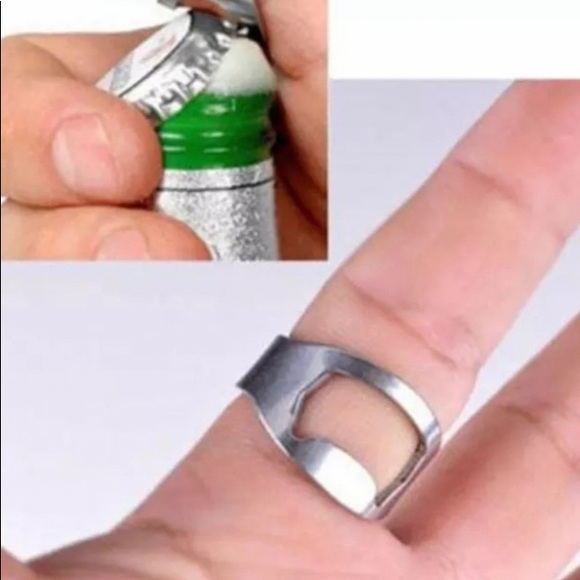 Stainless Steel Ring & Beer Cap Bottle Opener - Picture 4 of 6